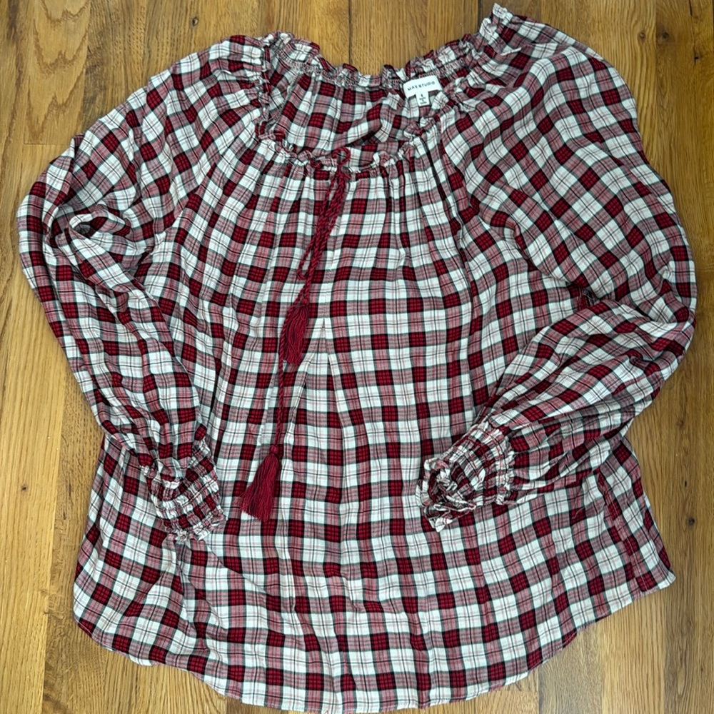 Long sleeves plaid blouse